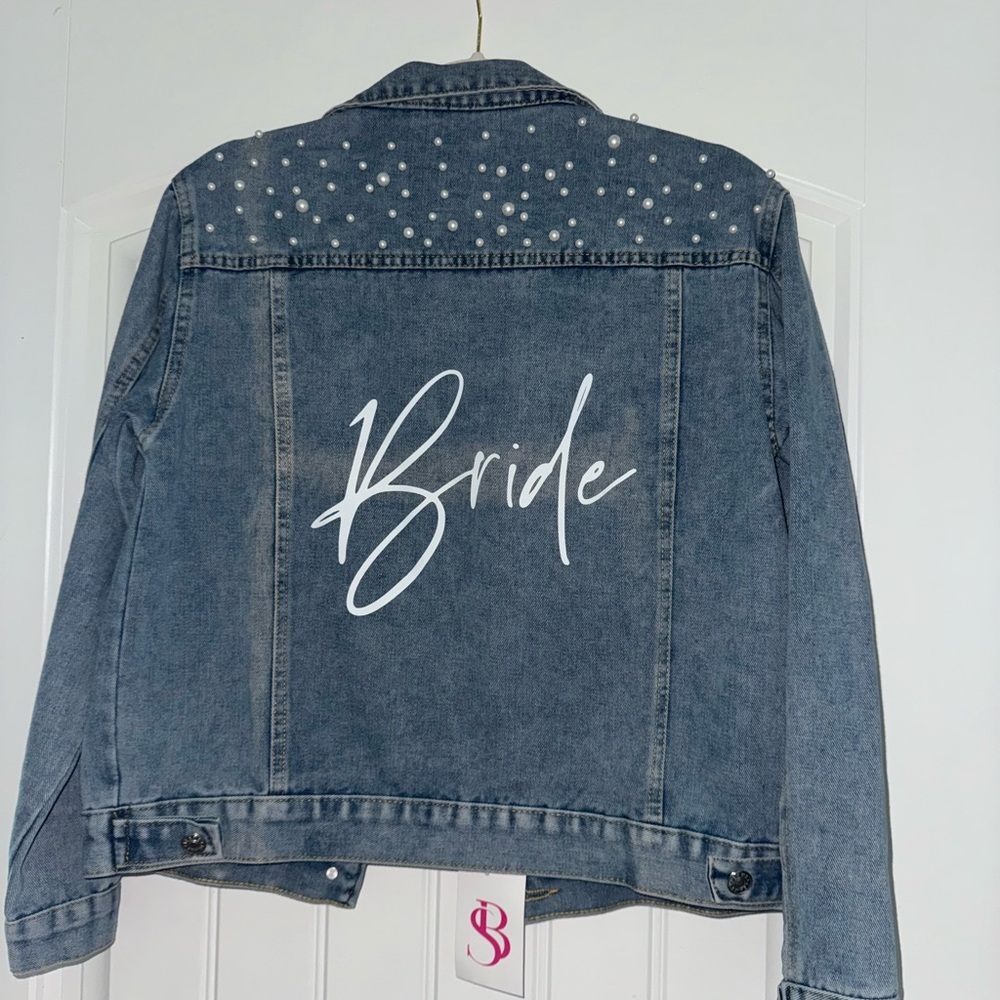 Denim Bride Jacket with Pearl Accents Custom